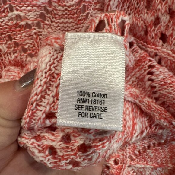 EUC Lightweight Pink & White Short-Sleeve Cardigan Sweater is2 - Picture 4 of 7